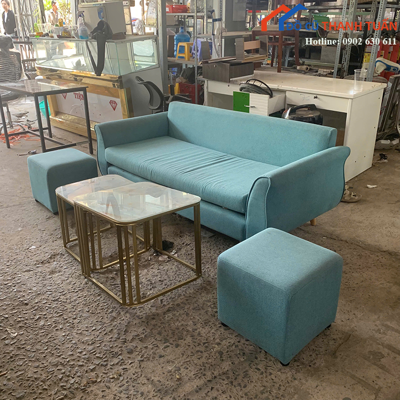 sofa-bang-cu-boc-ni-mau-xanh-ngoc-gia-tot-1 Sofa Băng Cũ Bọc Nỉ Màu Xanh Ngọc Giá Tốt