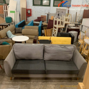 Sofa Băng Cũ Bọc Vải Màu Xám Hiện Đại