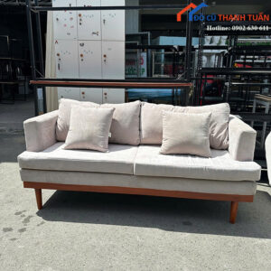 Sofa Băng Dài Cũ 1M8 Bọc Vải Nỉ Kèm Gối Tựa Hiện Đại
