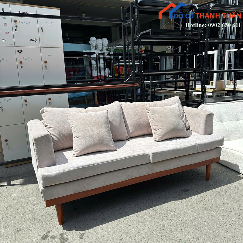 sofa-bang-dai-cu-1m8-boc-vai-ni-kem-goi-tua-hien-dai-4 Sofa Băng Dài Cũ 1M8 Bọc Vải Nỉ Kèm Gối Tựa Hiện Đại
