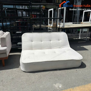Sofa Bed Cũ 1M5 Bọc Vải Nỉ Màu Trắng Hiện Đại