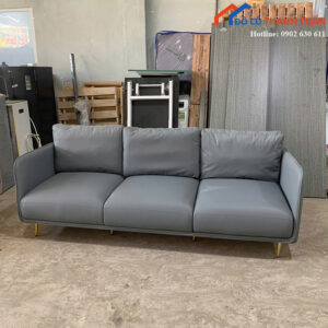 Sofa Cũ Bọc Da Tông Xám Thanh Lịch