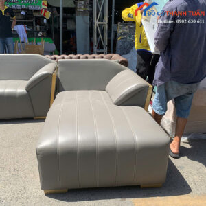 Sofa Đơn Cũ Bọc Da Màu Xám Giá Rẻ