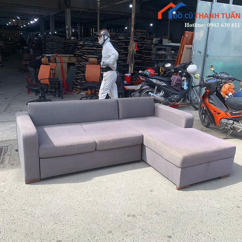 sofa-goc-chu-l-cu-boc-vai-mau-xam-hien-dai-2 Sofa Góc Chữ L Cũ Bọc Vải Màu Xám Hiện Đại