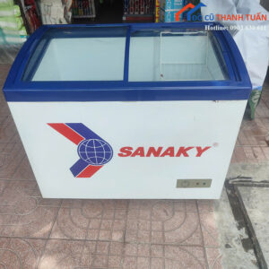Tủ Đông Sanaky Cũ Cửa Kính Lùa Màu Trắng Xanh