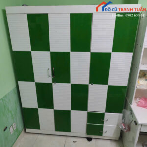 Tủ Quần Áo Cũ 1M6x2M 4 Cánh Màu Trắng Xanh