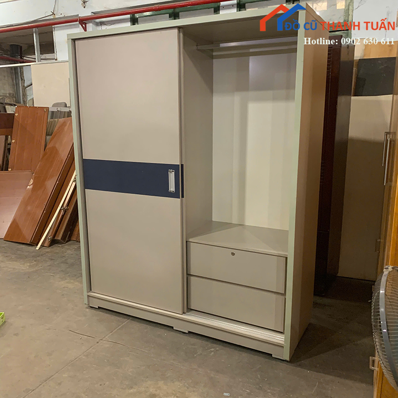 tu-quan-ao-cu-1m6x2m-cua-lua-co-ngan-keo-4 Tủ Quần Áo Cũ 1M6x2M Cửa Lùa Có Ngăn Kéo