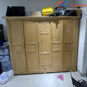 Tủ Quần Áo Gỗ Cũ 2M4 Vân Gỗ Sang Trọng