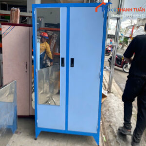Tủ Quần Áo Sắt Cũ 2 Cánh Có Gương Giá Rẻ