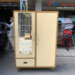 Tủ Quần Áo Sắt Cũ 2 Cánh Có Gương Tiện Lợi