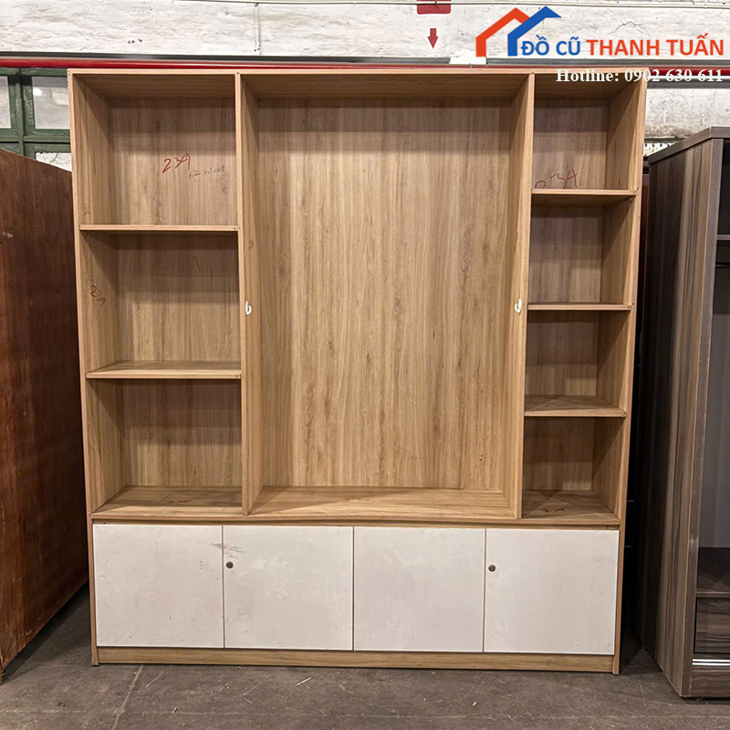 tu-trung-bay-go-cu-2m2-nhieu-ngan-tien-loi-1 Tủ Trưng Bày Gỗ Cũ 2M2 Nhiều Ngăn Tiện Lợi