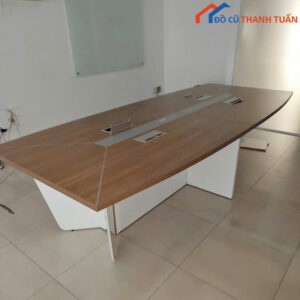 Bàn Họp Cũ Mặt Vân Gỗ Vàng Chân Trắng