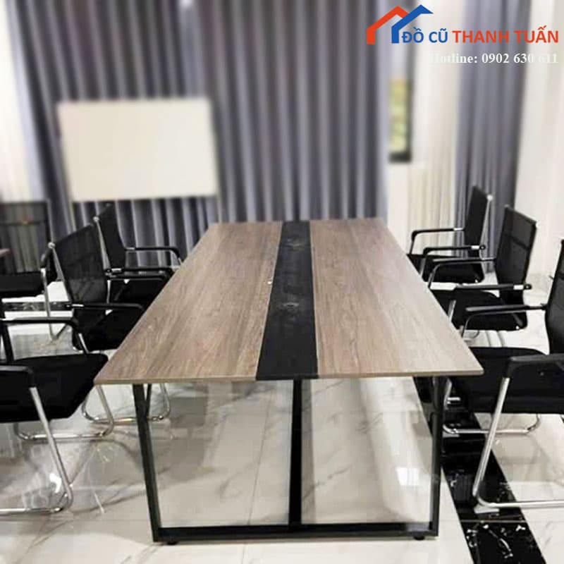 Bàn Họp Gỗ Công Nghiệp Cũ Khung Chân Chắc Chắn