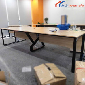 Bàn Họp Lớn Cũ 3m Mặt Gỗ Chân Sắt Hiện Đại