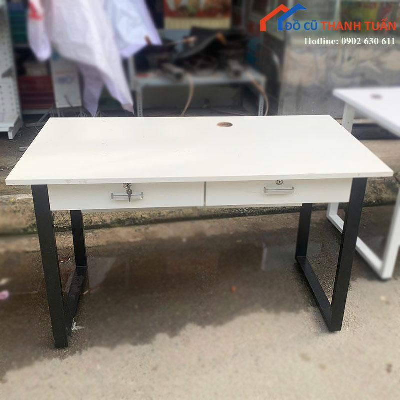Bàn Làm Việc Cũ 1m2 Chân Sắt Chữ U Có Hộc Tủ ( Nhiều Mẫu )