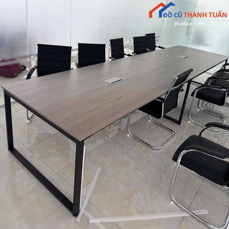 Bàn Phòng Họp Gỗ Công Nghiệp Cũ Khung Sắt Đen