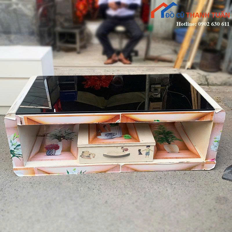 ban-sofa-cu-mat-kinh-den-co-hoc-1 Bàn Sofa Cũ Mặt Kính Đen Có Hộc