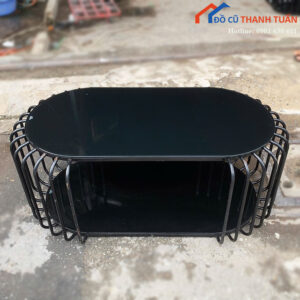 Bàn Sofa Cũ Mặt Kính Đen Dáng Bo Tròn