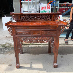 Bàn Thờ Gỗ Cũ 1m27 Hoa Văn Chạm Khắc Truyền Thống