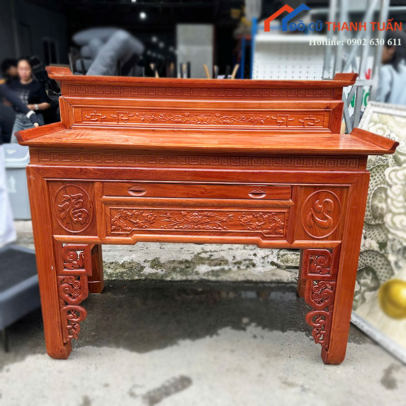 Bàn Thờ Gỗ Cũ 2 Tầng 1m53