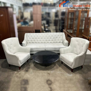 Bộ Sofa Phòng Khách Cũ Đệm Trắng Kiểu Dáng Bề Thế