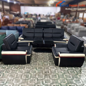 Bộ Sofa Phòng Khách Cũ Thiết Kế Đệm Dày Êm Ái
