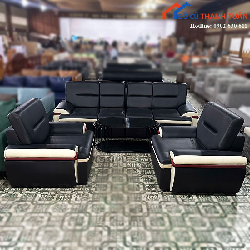 Bộ Sofa Phòng Khách Cũ Thiết Kế Đệm Dày Êm Ái