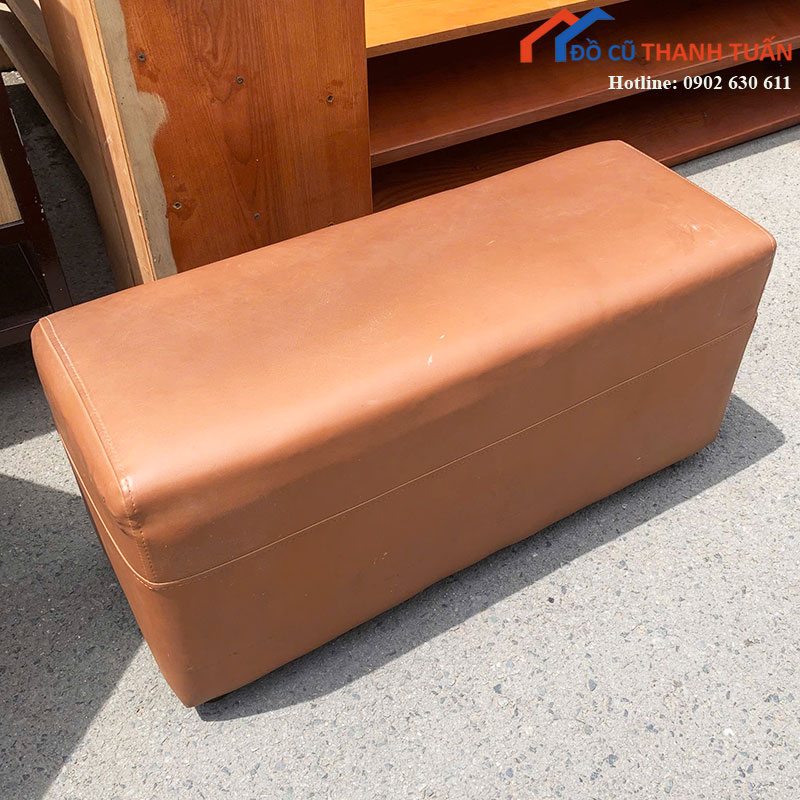 don-ghe-dai-80cm-cu-boc-da-mau-nau-1 Đôn Ghế Dài 80cm Cũ Bọc Da Màu Nâu