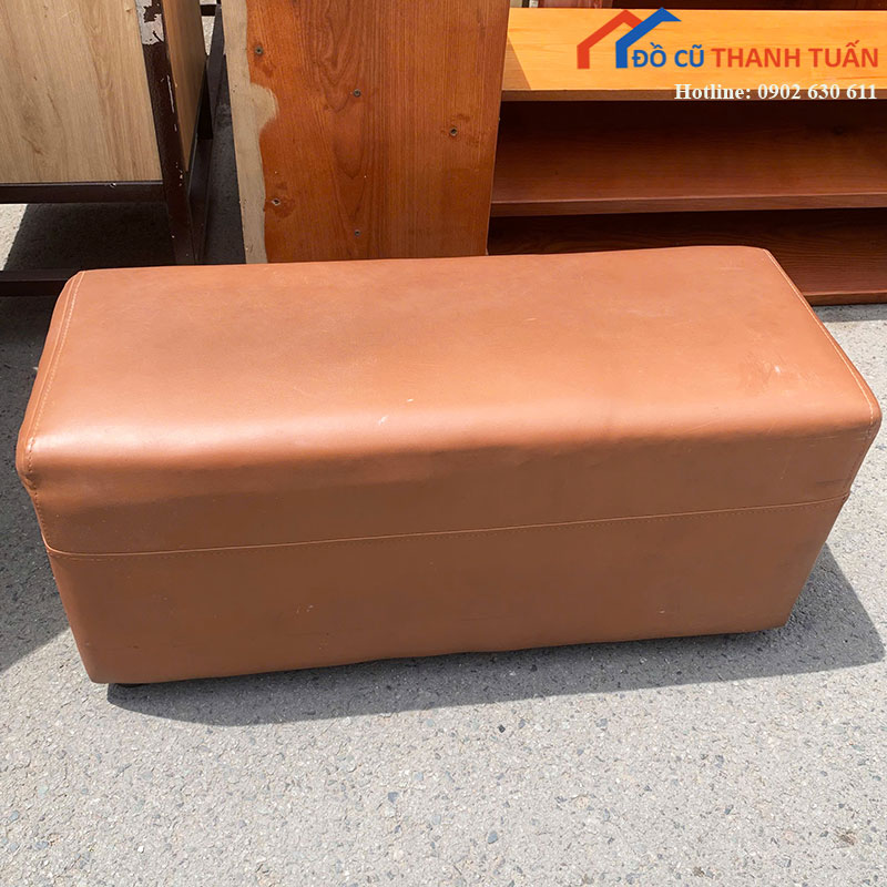 don-ghe-dai-80cm-cu-boc-da-mau-nau-3 Đôn Ghế Dài 80cm Cũ Bọc Da Màu Nâu