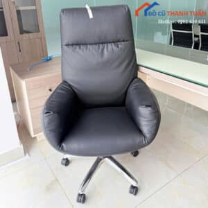 Ghế Lãnh Đạo Bọc Da Đen Cũ Lưng Cao