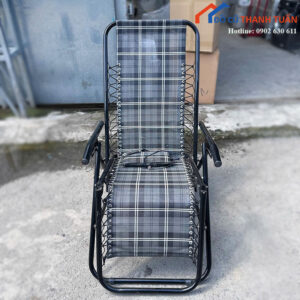 Ghế Nằm Thư Giãn Cũ Vải Caro Có Tay Vịn