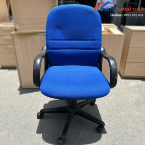 Ghế Văn Phòng Xoay Bọc Nỉ Xanh Cũ Có Tay Vịn