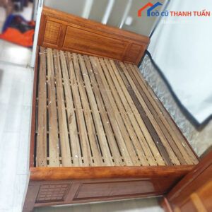 Giường Ngủ Gỗ Cũ 1m6 Khung Dày Kết Cấu Chắc Chắn