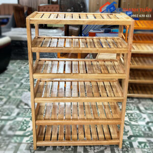 Kệ Dép 6 Tầng Gỗ Nan Thoáng Mới 99%