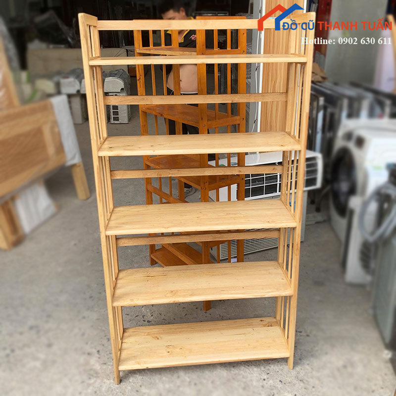 ke-sach-dung-cu-5-tang-khung-go-tu-nhien-chac-chan (5) Kệ Sách Đứng Cũ 5 Tầng Khung Gỗ Tự Nhiên Chắc Chắn