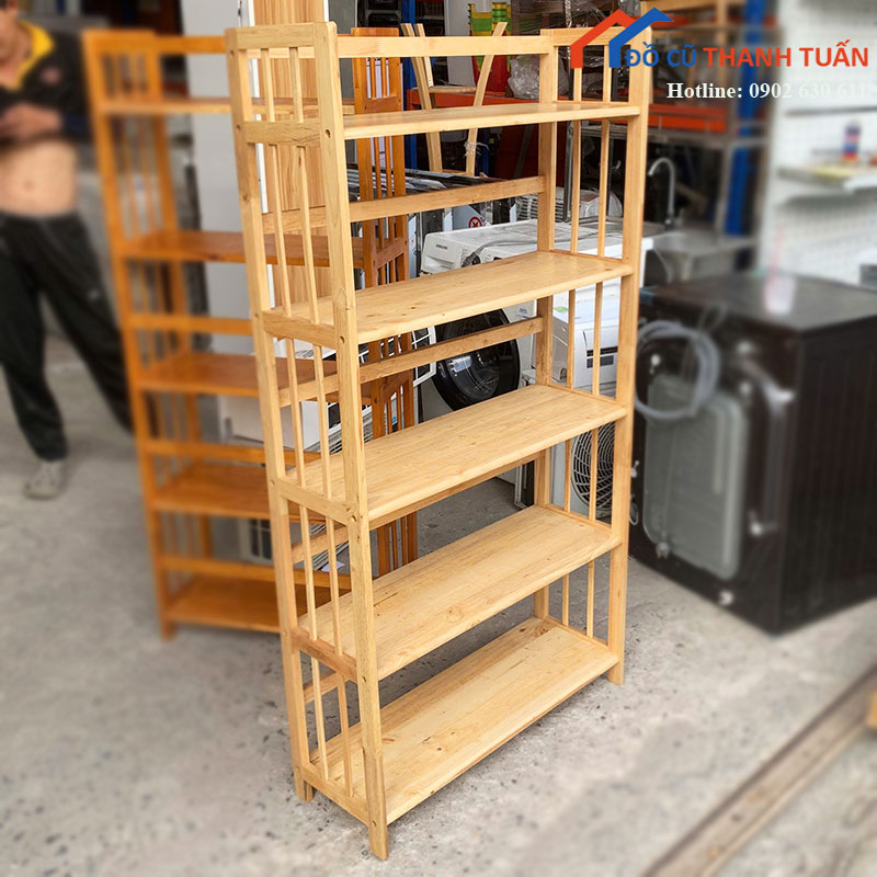 ke-sach-dung-cu-5-tang-khung-go-tu-nhien-chac-chan (6) Kệ Sách Đứng Cũ 5 Tầng Khung Gỗ Tự Nhiên Chắc Chắn