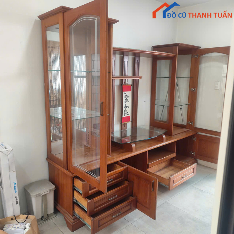 ke-tivi-kem-tu-trung-bay-bang-go-da-nang-3 Kệ Tivi Cũ Kèm Tủ Trưng Bày Bằng Gỗ Đa Năng