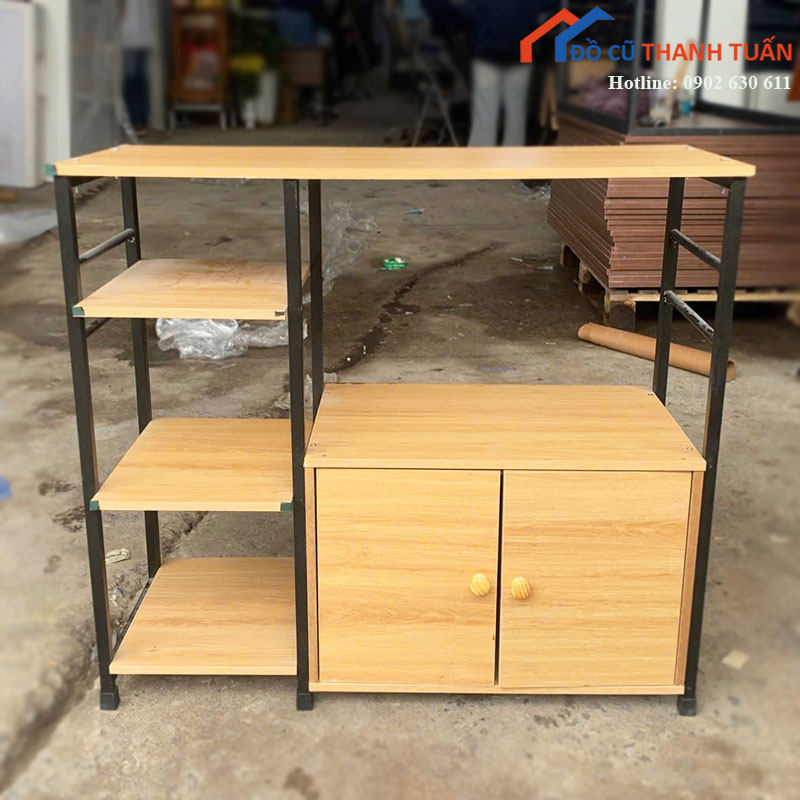 Kệ Trang Trí Khung Sắt Cũ Có Tủ 2 Cánh