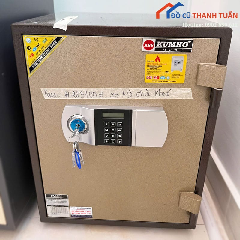 Két Sắt Bảo Mật Cũ Kết Hợp Khóa Số Và Chìa Khóa