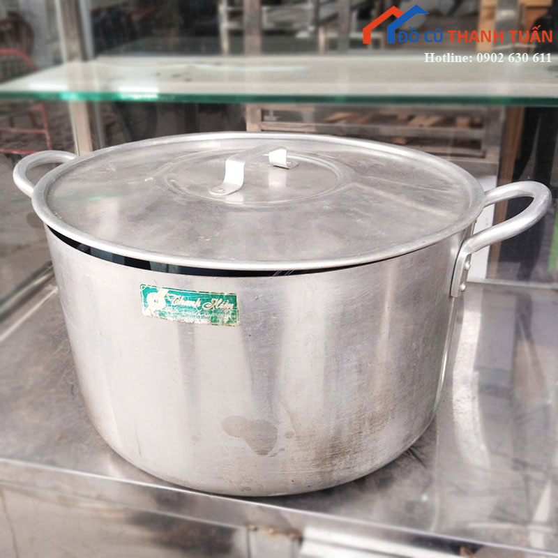 Nồi Inox Cũ 45cm Có Nắp Và Tay Cầm