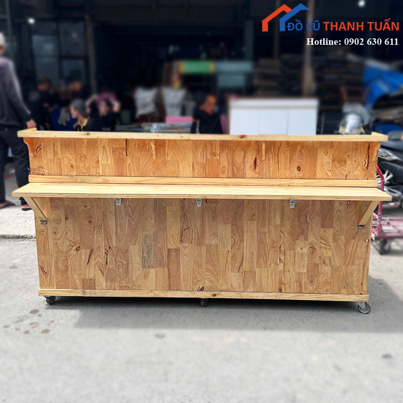 Quầy Pha Chế Cũ 2m Gỗ Có Bánh Xe