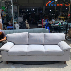 Sofa Băng Cũ 3 Chỗ Ngồi Bọc Vải Màu Xám