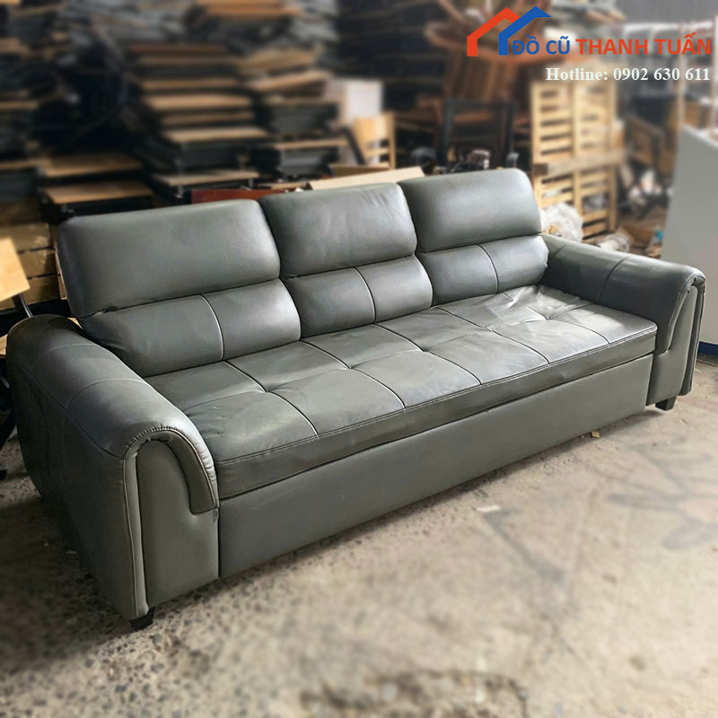 Sofa Băng Da Cũ 2m2 Màu Xám