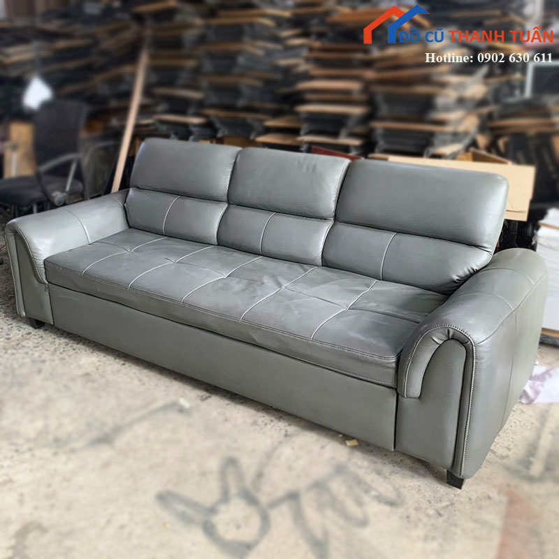 Sofa Băng Da Cũ 2m2 Màu Xám