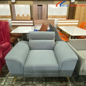 Sofa Đơn Cũ Bọc Da Màu Xám