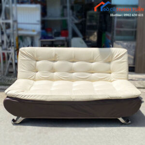 Sofa Giường Cũ Bọc Da Màu Kem Êm Ái