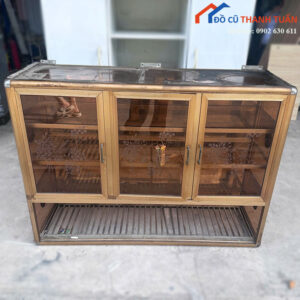 Tủ Chén Nhôm Kính Cũ 1m2 Có Kệ Úp Thoáng