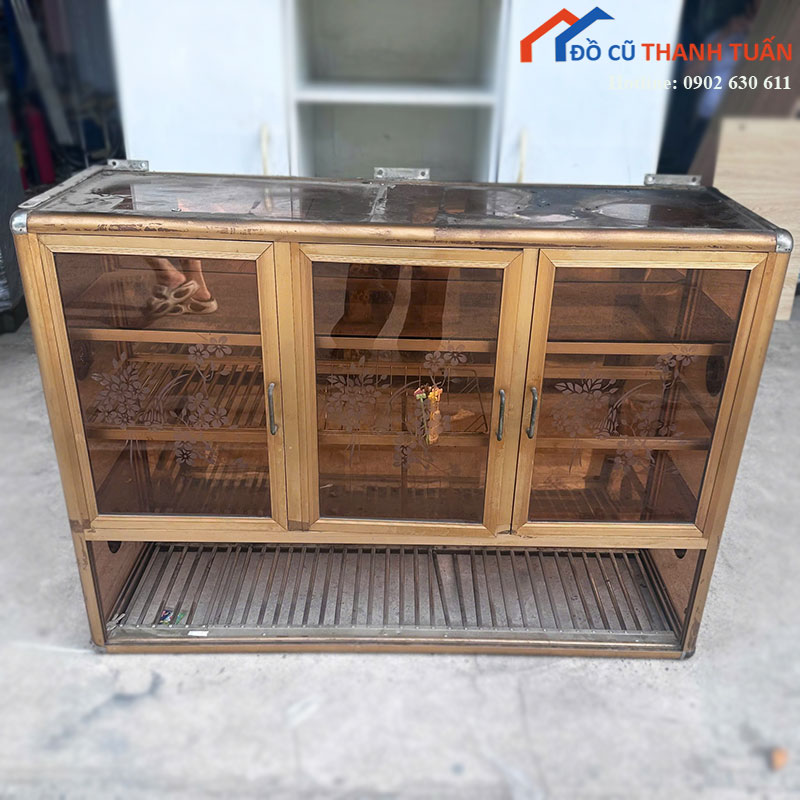 tu-chen-nhom-kinh-cu-1m2-co-ke-up-thoang-1-1 Tủ Chén Nhôm Kính Cũ 1m2 Có Kệ Úp Thoáng