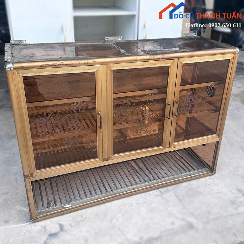 tu-chen-nhom-kinh-cu-1m2-co-ke-up-thoang-2-1 Tủ Chén Nhôm Kính Cũ 1m2 Có Kệ Úp Thoáng