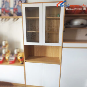 Tủ Hồ Sơ Cũ Cánh Kính Phối Màu Vân Gỗ Trang Nhã